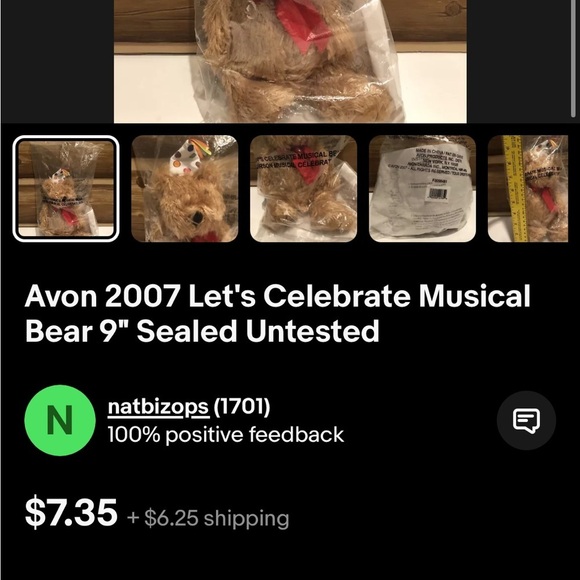 Avon Collectible HTF birthday bear, musical, "Let's celebrate", sealed, untested - Picture 3 of 8
